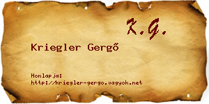 Kriegler Gergő névjegykártya